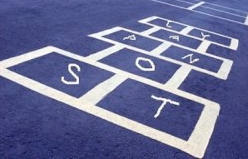 Letter hopscotch for kinaesthetic learners.